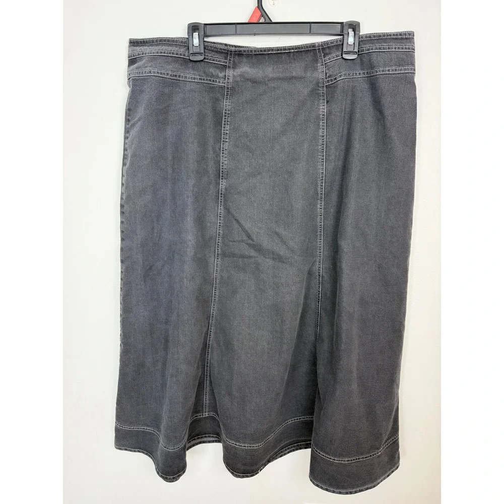 Cato Woman Gray Denim Midi Skirt Plus Size 20W Paneled A-Line Contrast Stitch